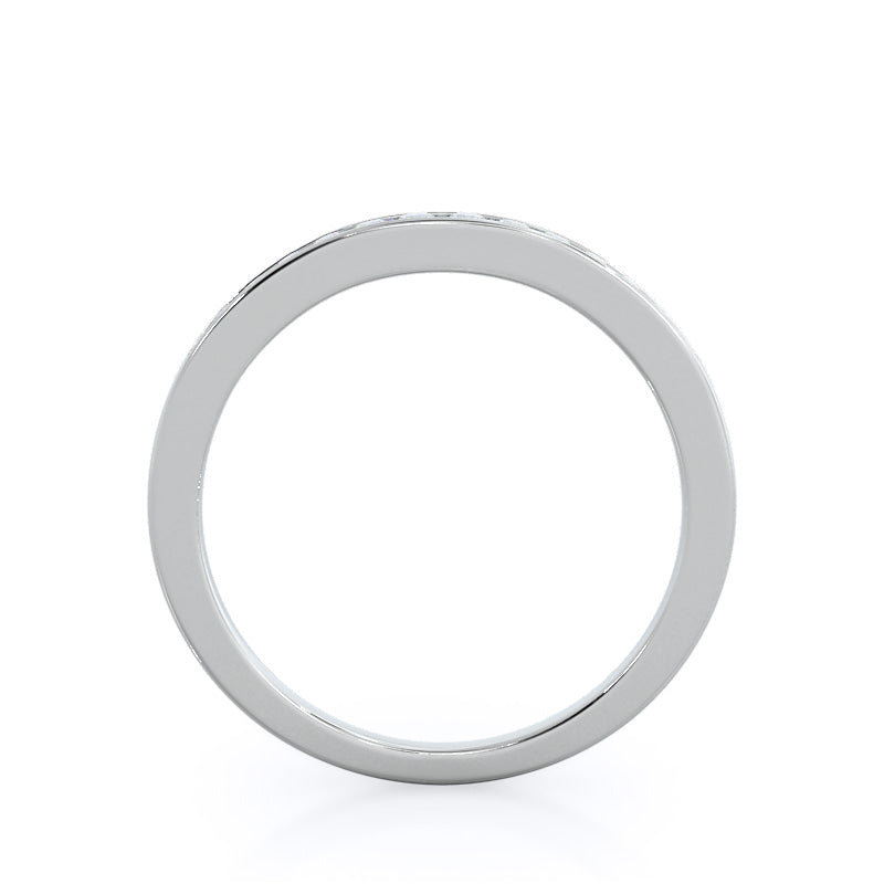 Cascading Channel Set Diamond Wedding Band with Platinum Cut Diamond in 14KT Platinum view 2
