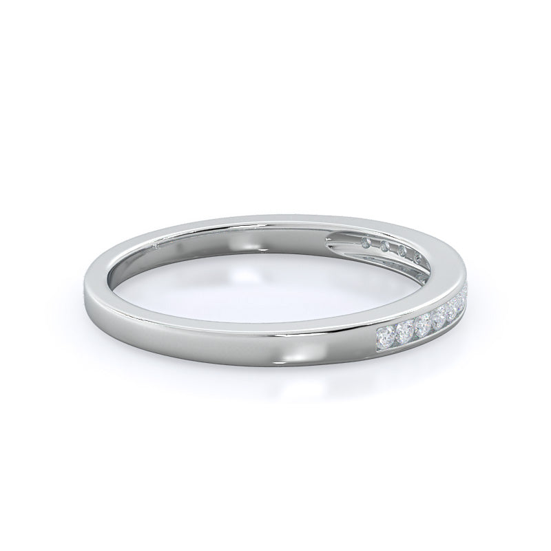Cascading Channel Set Diamond Wedding Band with Platinum Cut Diamond in 14KT Platinum view 4
