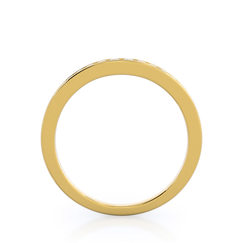 Cascading Channel Set Diamond Wedding Band with 18KT Yellow Gold Cut Diamond in 14KT Yellow Gold view 2
