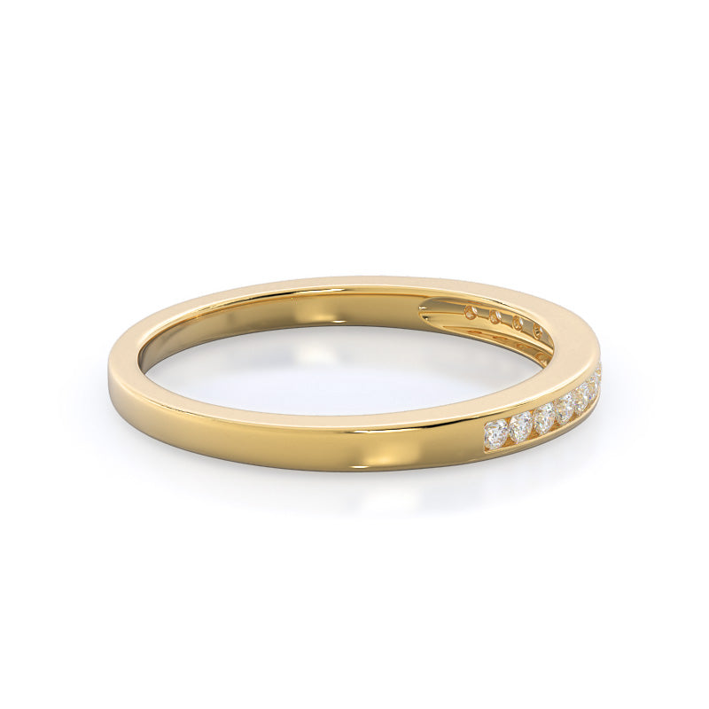 Cascading Channel Set Diamond Wedding Band with 18KT Yellow Gold Cut Diamond in 14KT Yellow Gold view 4
