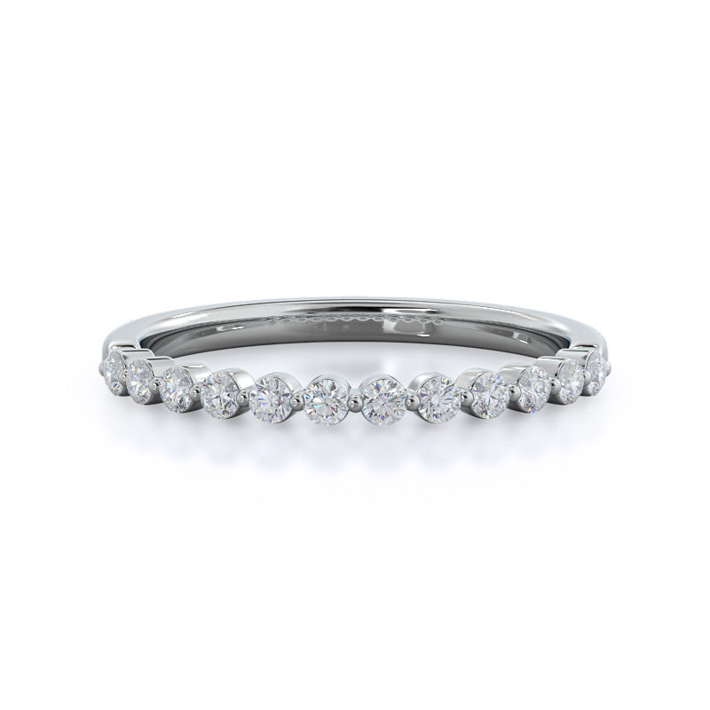 Under Bezeled Accent Diamond Wedding Band with Platinum Cut Diamond in 14KT Platinum view 1
