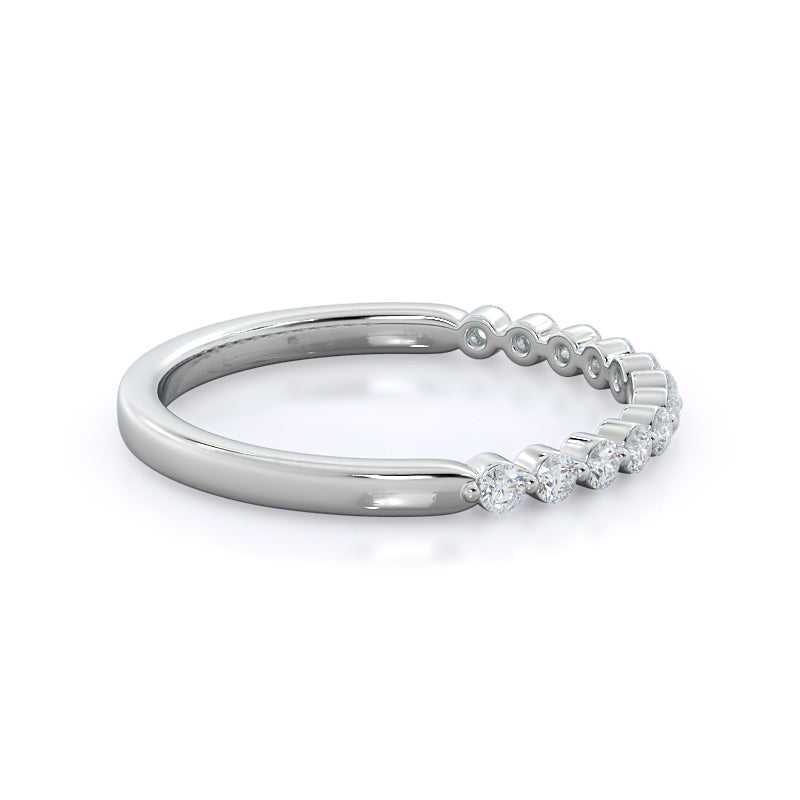 Under Bezeled Accent Diamond Wedding Band with Platinum Cut Diamond in 14KT Platinum view 4
