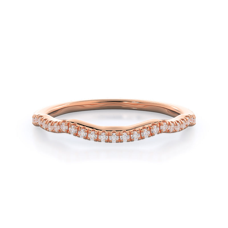 Winding Diamond Wedding Band with 18KT Rose Gold Cut Diamond in 14KT Rose Gold view 1
