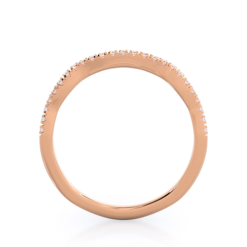 Winding Diamond Wedding Band with 18KT Rose Gold Cut Diamond in 14KT Rose Gold view 2

