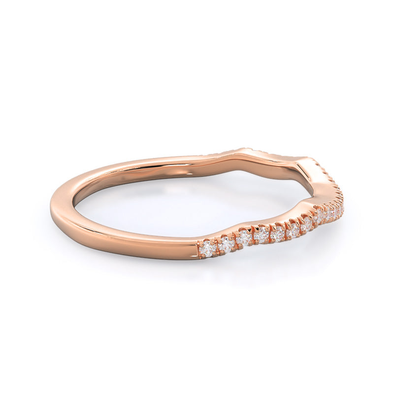 Winding Diamond Wedding Band with 18KT Rose Gold Cut Diamond in 14KT Rose Gold view 4
