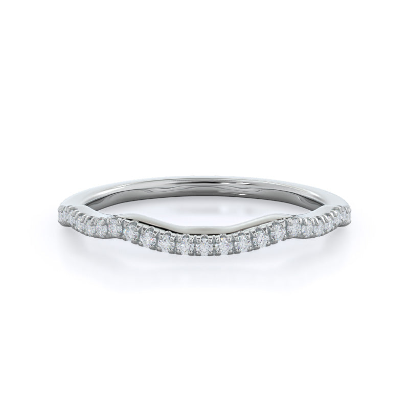 Winding Diamond Wedding Band with Platinum Cut Diamond in 14KT Platinum view 1
