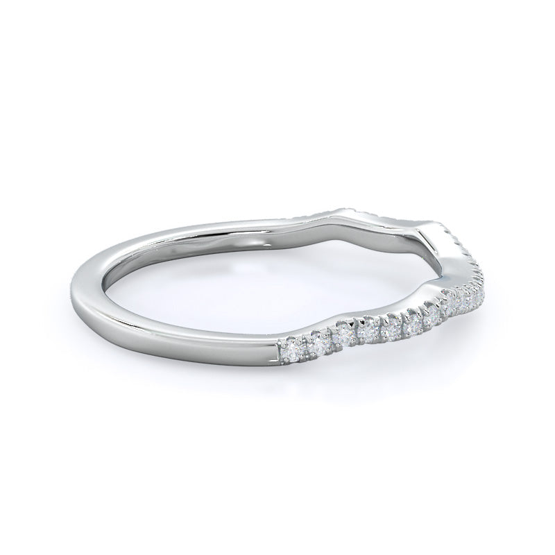 Winding Diamond Wedding Band with Platinum Cut Diamond in 14KT Platinum view 4
