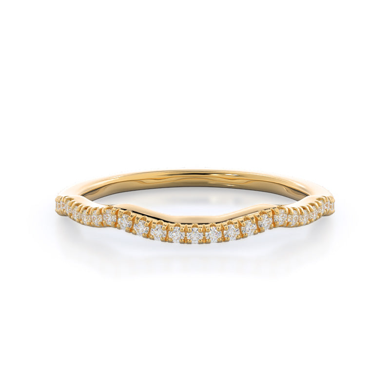 Winding Diamond Wedding Band with 18KT Yellow Gold Cut Diamond in 14KT Yellow Gold view 1
