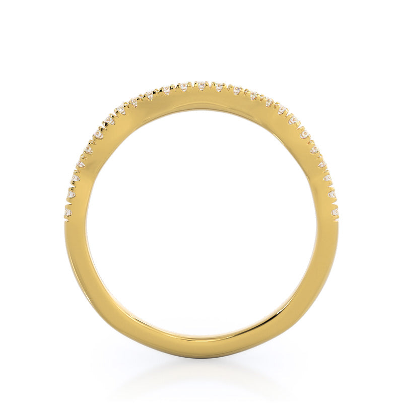Winding Diamond Wedding Band with 18KT Yellow Gold Cut Diamond in 14KT Yellow Gold view 2
