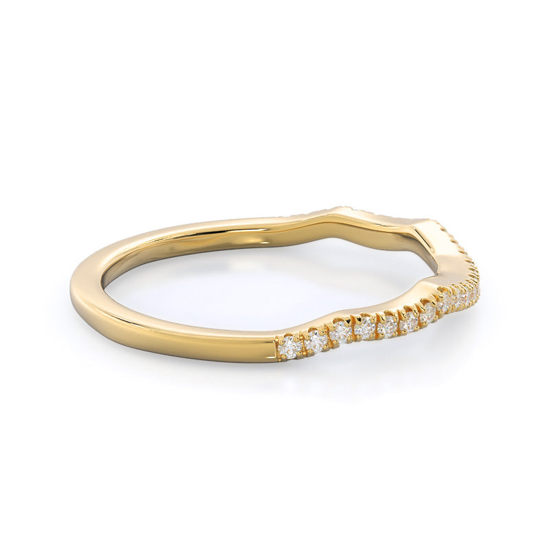 Winding Diamond Wedding Band with 18KT Yellow Gold Cut Diamond in 14KT Yellow Gold view 4
