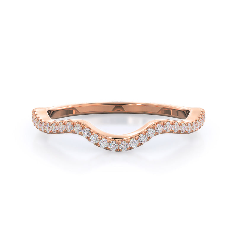 Twisting Vine Wedding Band with 18KT Rose Gold Cut Diamond in 14KT Rose Gold view 1

