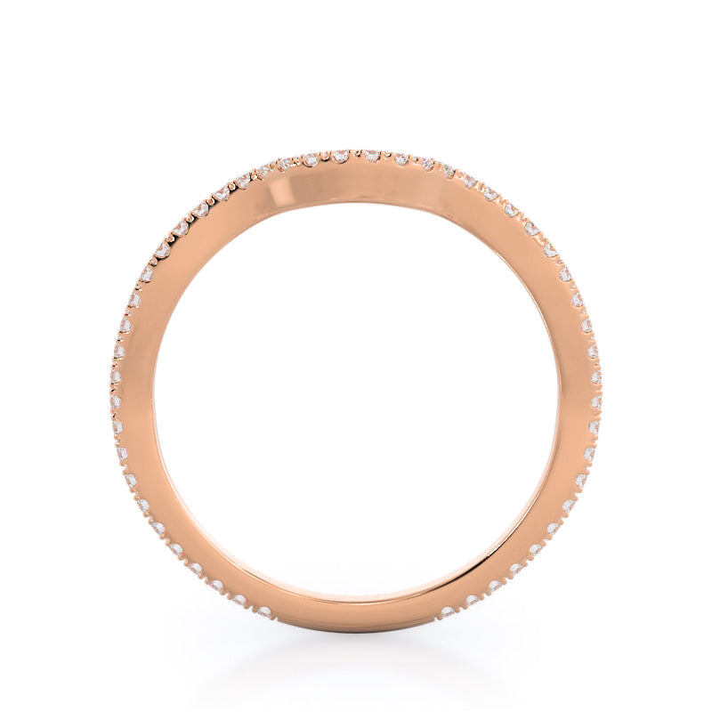 Twisting Vine Wedding Band with 18KT Rose Gold Cut Diamond in 14KT Rose Gold view 2
