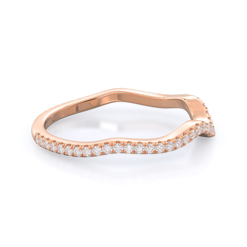 Twisting Vine Wedding Band with 18KT Rose Gold Cut Diamond in 14KT Rose Gold view 4
