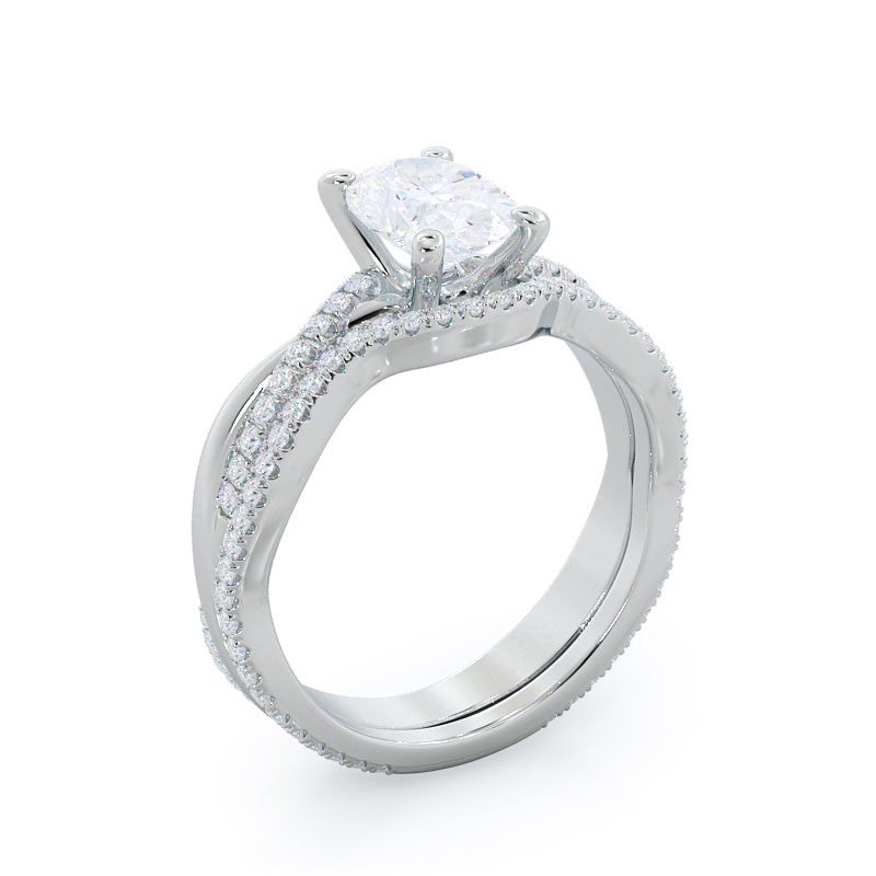 Twisting Vine Wedding Band with Platinum Cut Diamond in 14KT Platinum view 3
