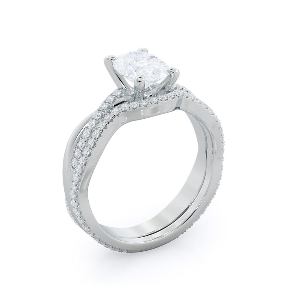 Oval Cut Twisting Vine Diamond Ring with Lab Grown Diamond in 14KT Rose Gold view 5
