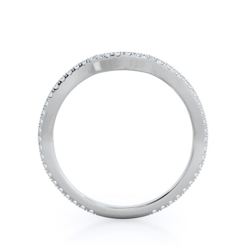 Twisting Vine Wedding Band with Platinum Cut Diamond in 14KT Platinum view 2
