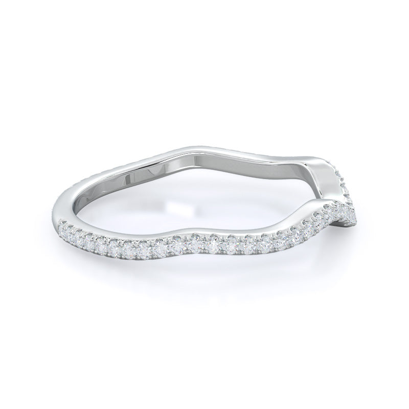 Twisting Vine Wedding Band with Platinum Cut Diamond in 14KT Platinum view 4
