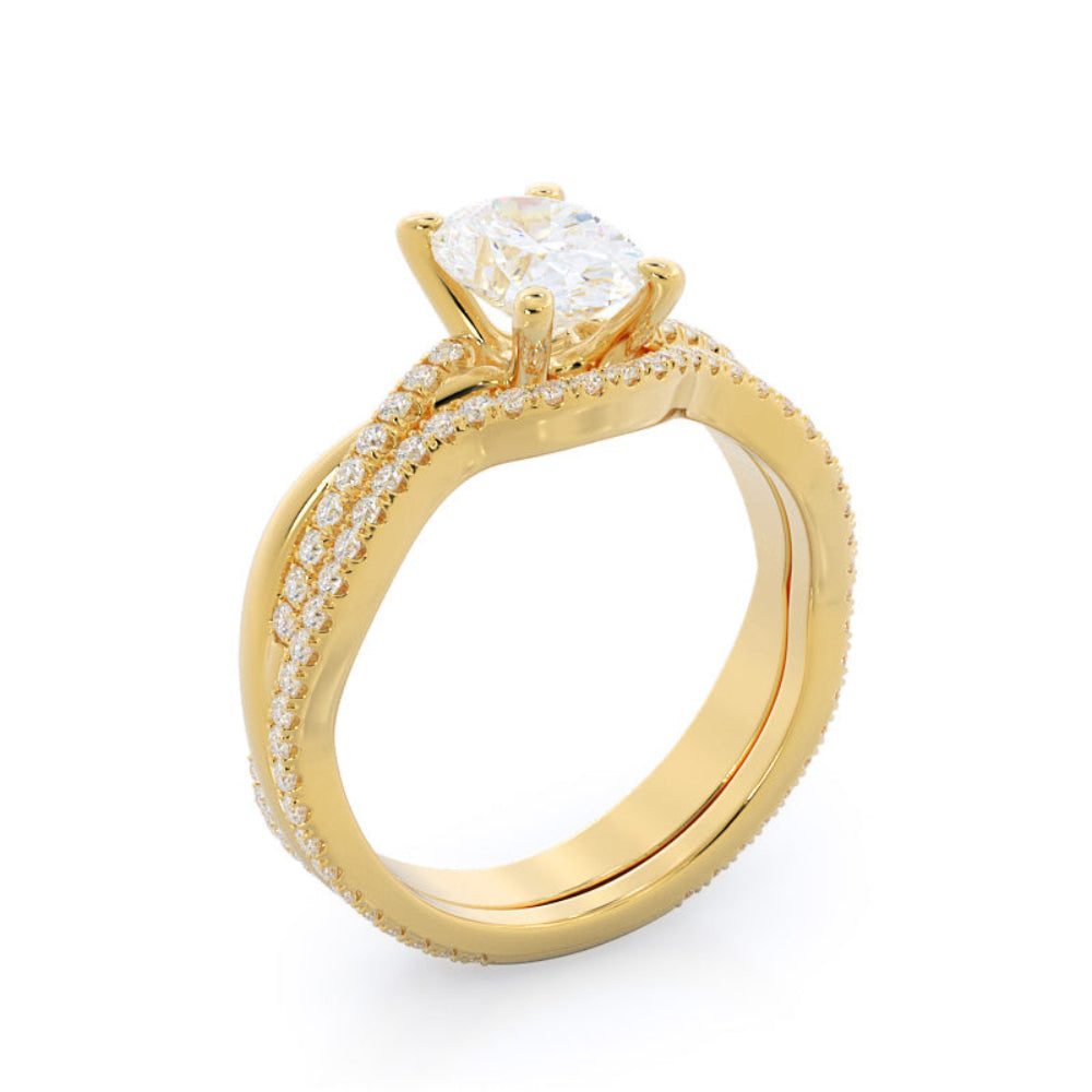 Oval Cut Twisting Vine Diamond Ring with Lab Grown Diamond in 14KT Rose Gold view 6
