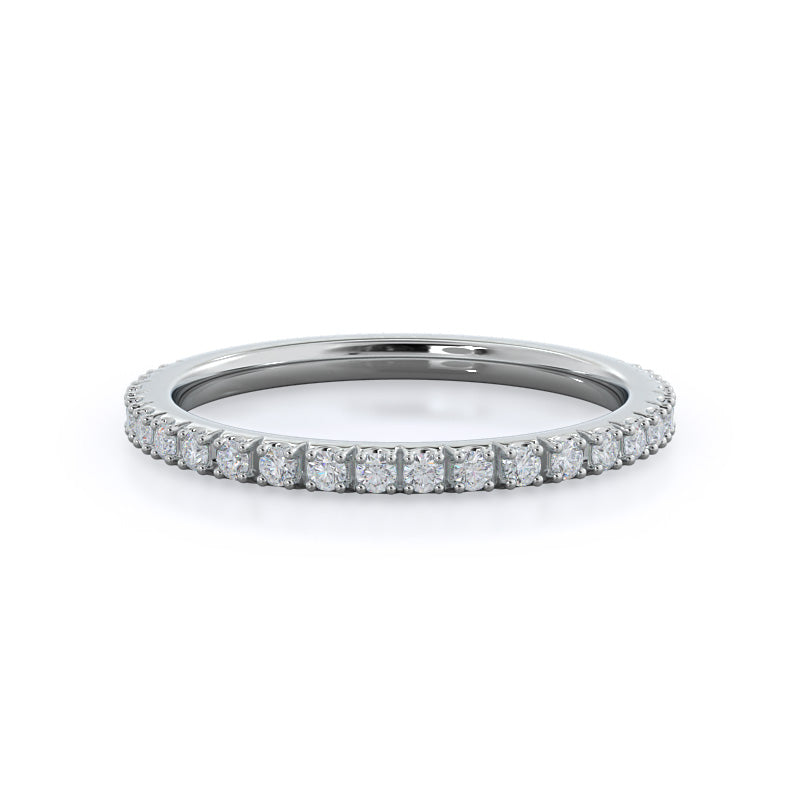 Open French Cut Pave Diamond Wedding Band with Platinum Cut Diamond in 14KT Platinum view 1
