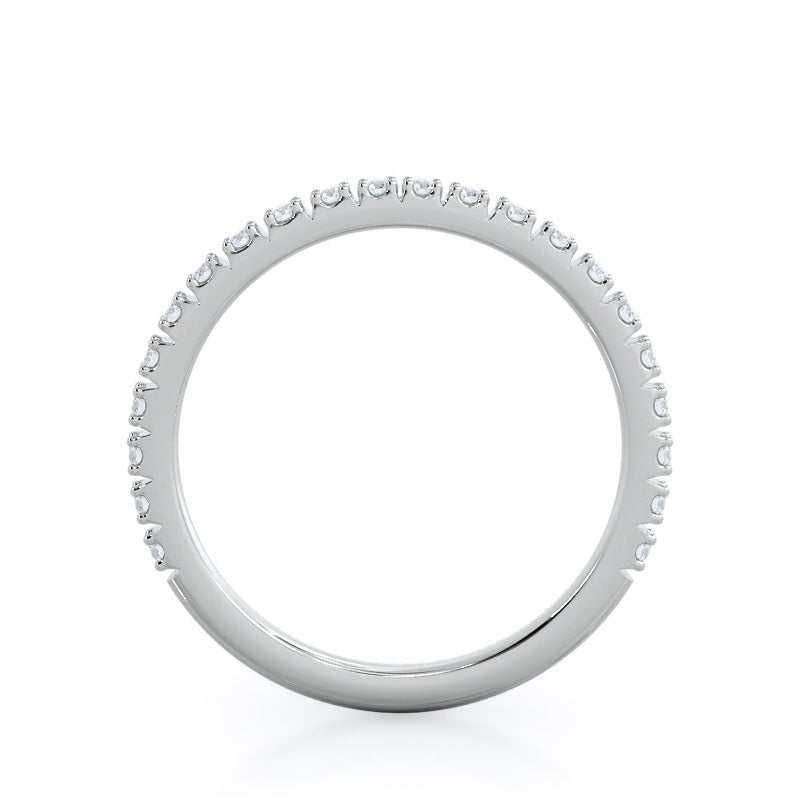 Open French Cut Pave Diamond Wedding Band with Platinum Cut Diamond in 14KT Platinum view 2
