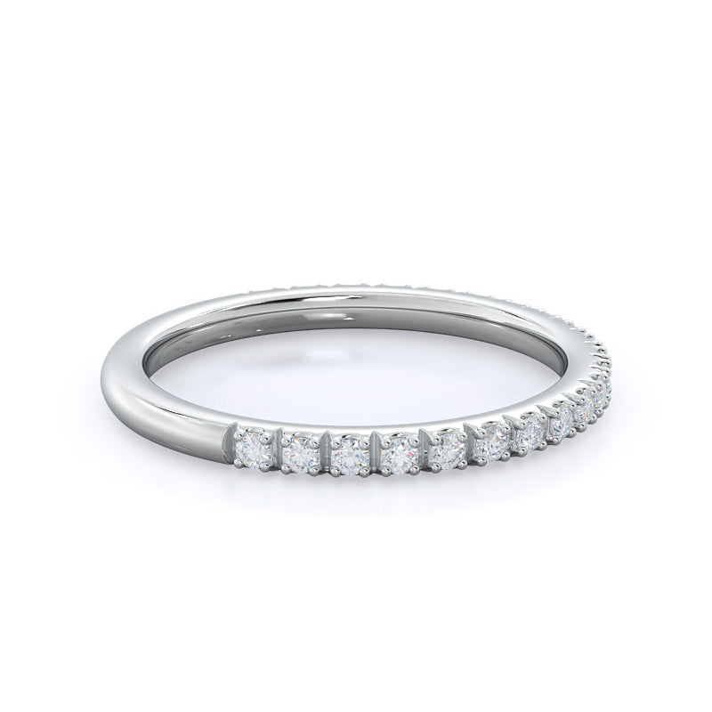 Open French Cut Pave Diamond Wedding Band with Platinum Cut Diamond in 14KT Platinum view 4
