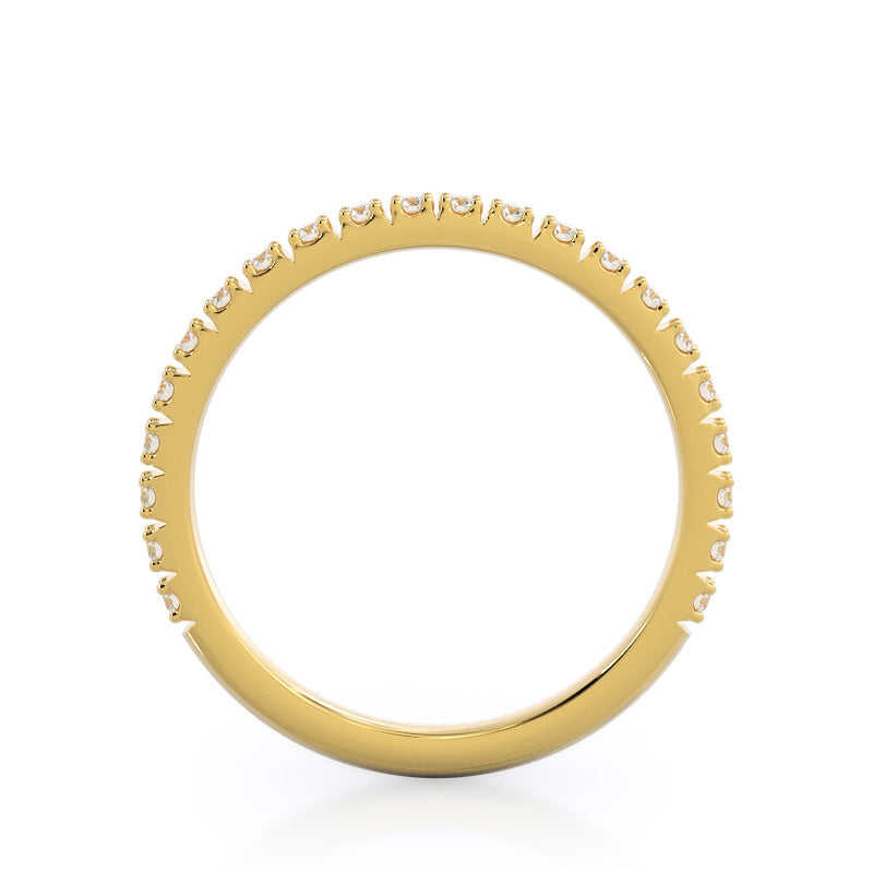 Open French Cut Pave Diamond Wedding Band with 18KT Yellow Gold Cut Diamond in 14KT Yellow Gold view 2
