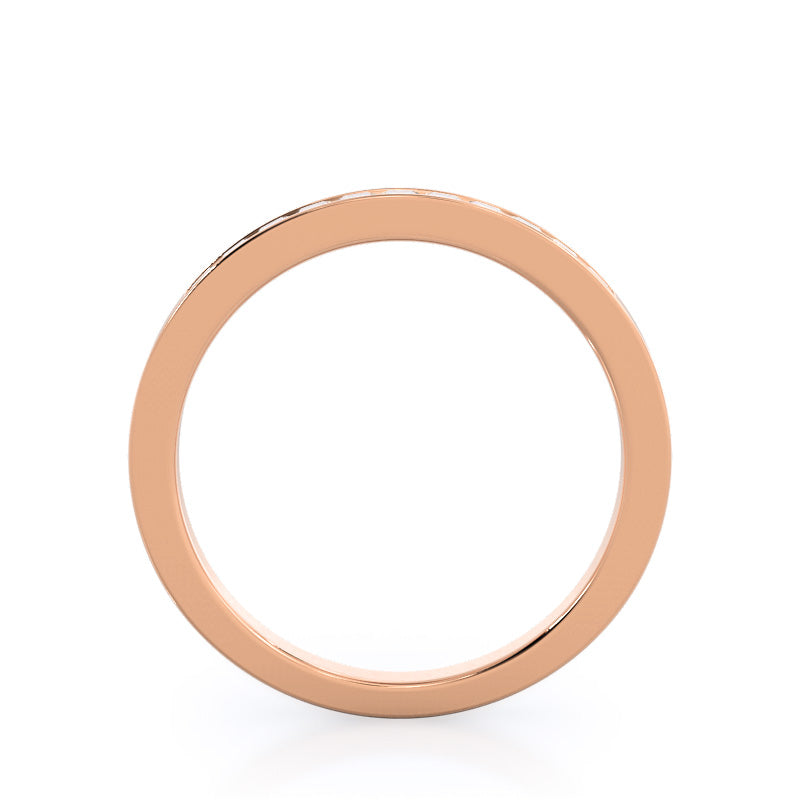Channel Set Princess Diamond Wedding Band with 18KT Rose Gold Cut Diamond in 14KT Rose Gold view 2
