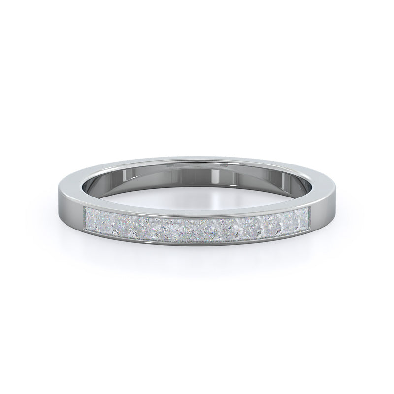 Channel Set Princess Diamond Wedding Band with Platinum Cut Diamond in 14KT Platinum view 1

