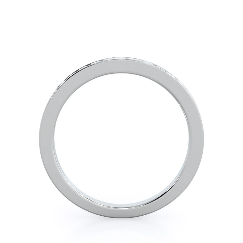Channel Set Princess Diamond Wedding Band with Platinum Cut Diamond in 14KT Platinum view 2
