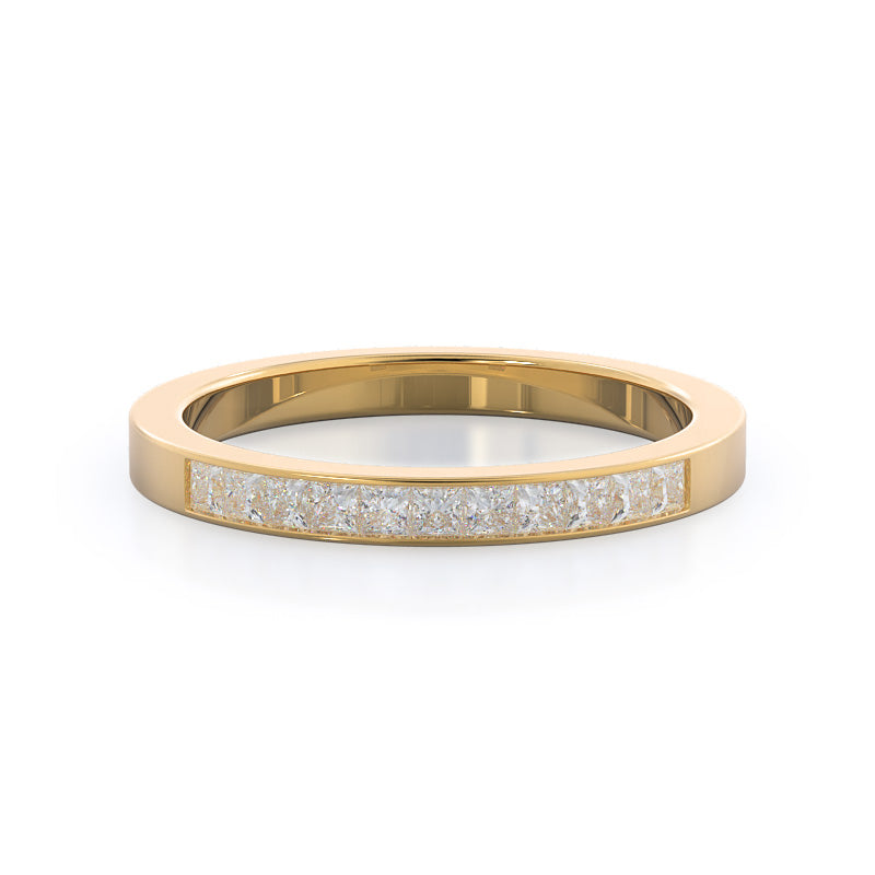 Channel Set Princess Diamond Wedding Band with 18KT Yellow Gold Cut Diamond in 14KT Yellow Gold view 1
