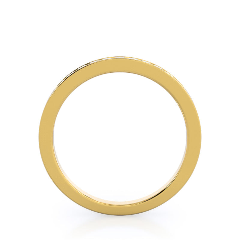 Channel Set Princess Diamond Wedding Band with 18KT Yellow Gold Cut Diamond in 14KT Yellow Gold view 2
