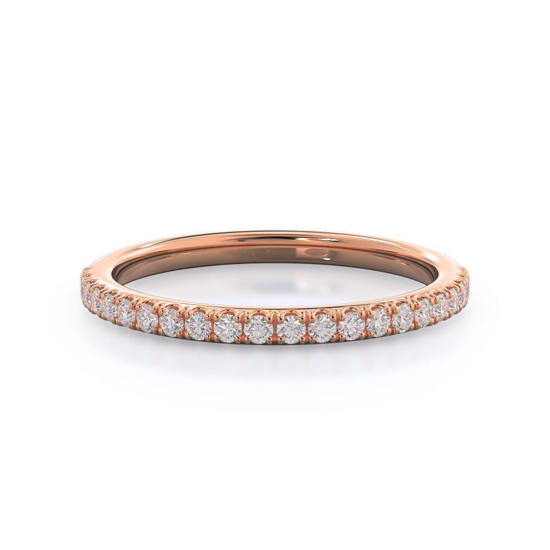 Diamond Basket Pave Wedding Band with 18KT Rose Gold Cut Diamond in 14KT Rose Gold view 1
