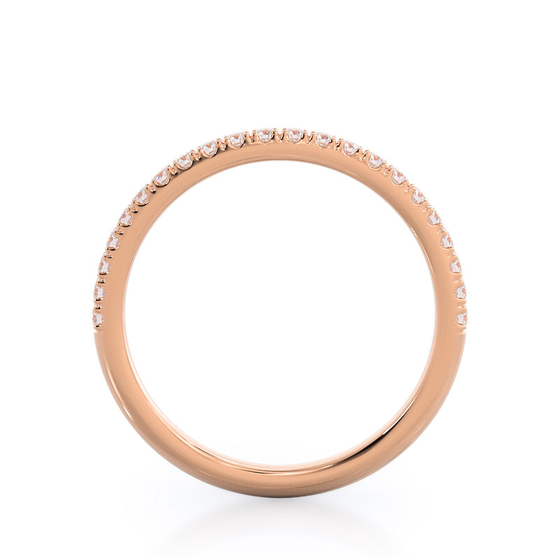Diamond Basket Pave Wedding Band with 18KT Rose Gold Cut Diamond in 14KT Rose Gold view 2
