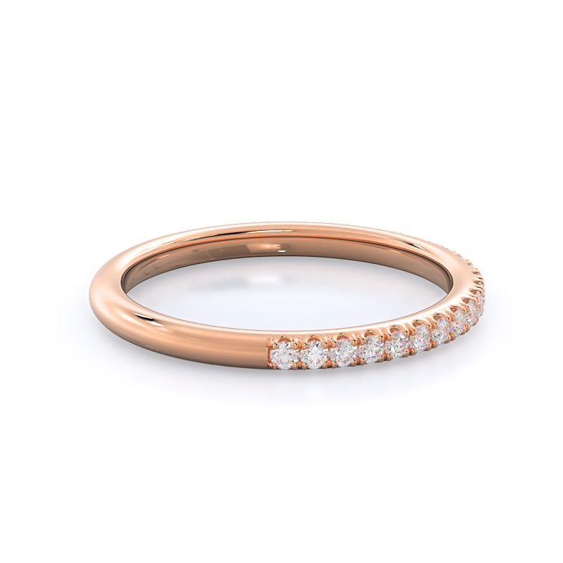 Diamond Basket Pave Wedding Band with 18KT Rose Gold Cut Diamond in 14KT Rose Gold view 4
