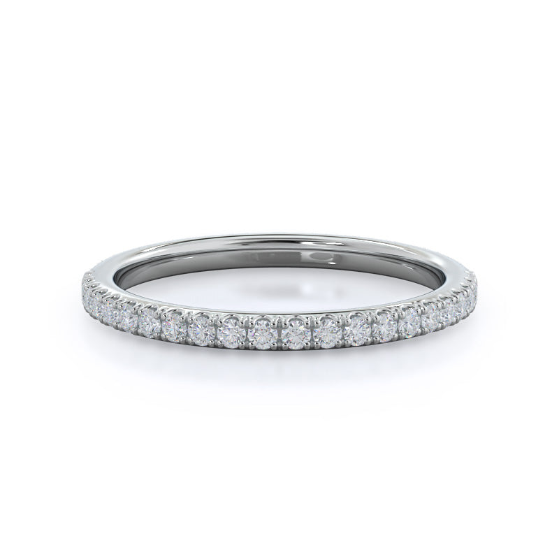Diamond Basket Pave Wedding Band with Platinum Cut Diamond in 14KT Platinum view 1
