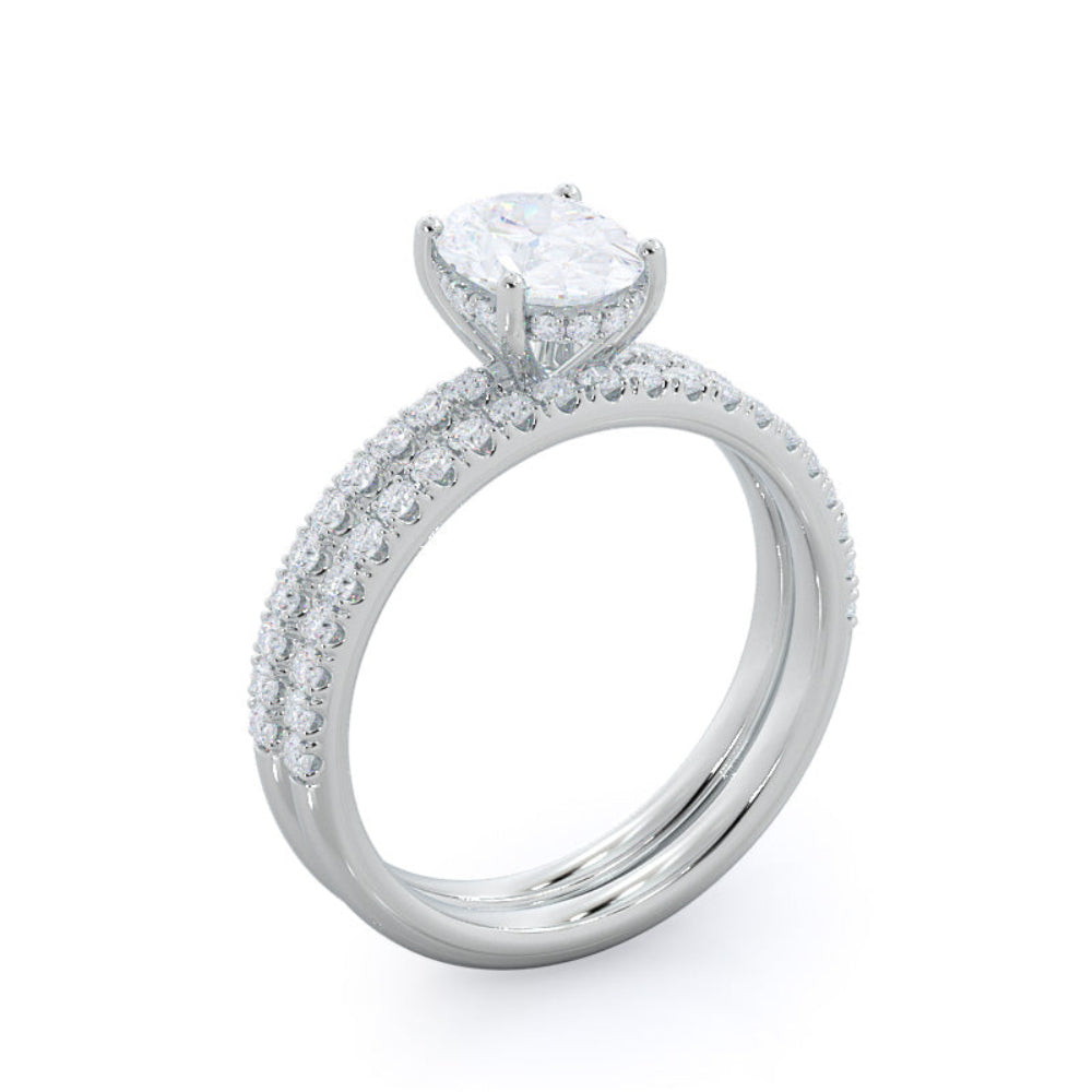 Diamond Basket Pave Engagement Ring with Oval Cut Diamond in 14KT Rose Gold view 5
