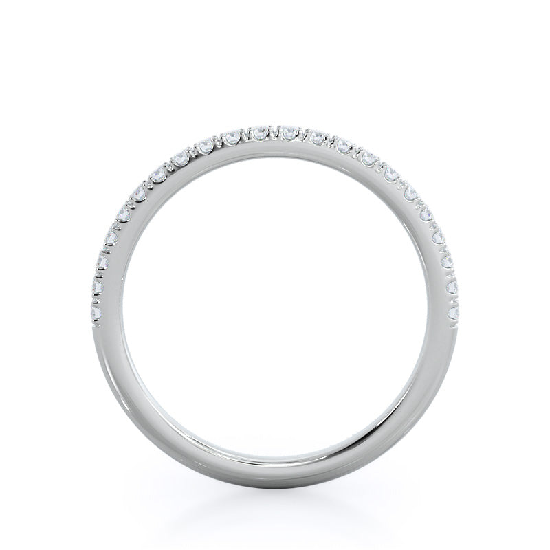 Diamond Basket Pave Wedding Band with Platinum Cut Diamond in 14KT Platinum view 2
