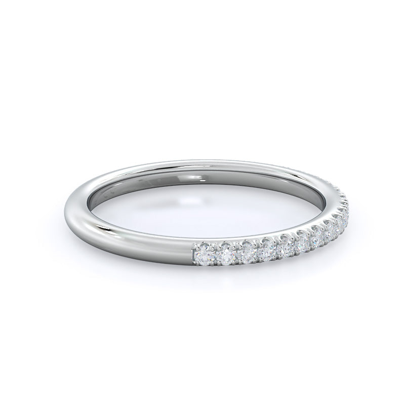 Diamond Basket Pave Wedding Band with Platinum Cut Diamond in 14KT Platinum view 4
