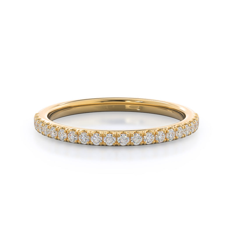 Diamond Basket Pave Wedding Band with 18KT Yellow Gold Cut Diamond in 14KT Yellow Gold view 1
