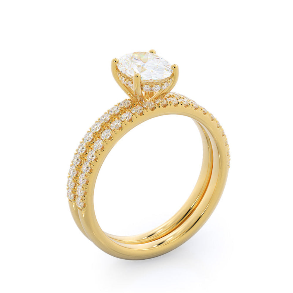 Diamond Basket Pave Engagement Ring with Oval Cut Diamond in 14KT Rose Gold view 6
