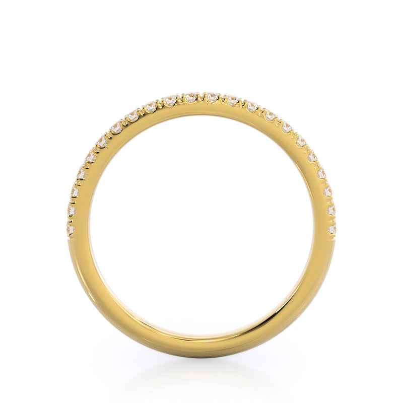 Diamond Basket Pave Wedding Band with 18KT Yellow Gold Cut Diamond in 14KT Yellow Gold view 2
