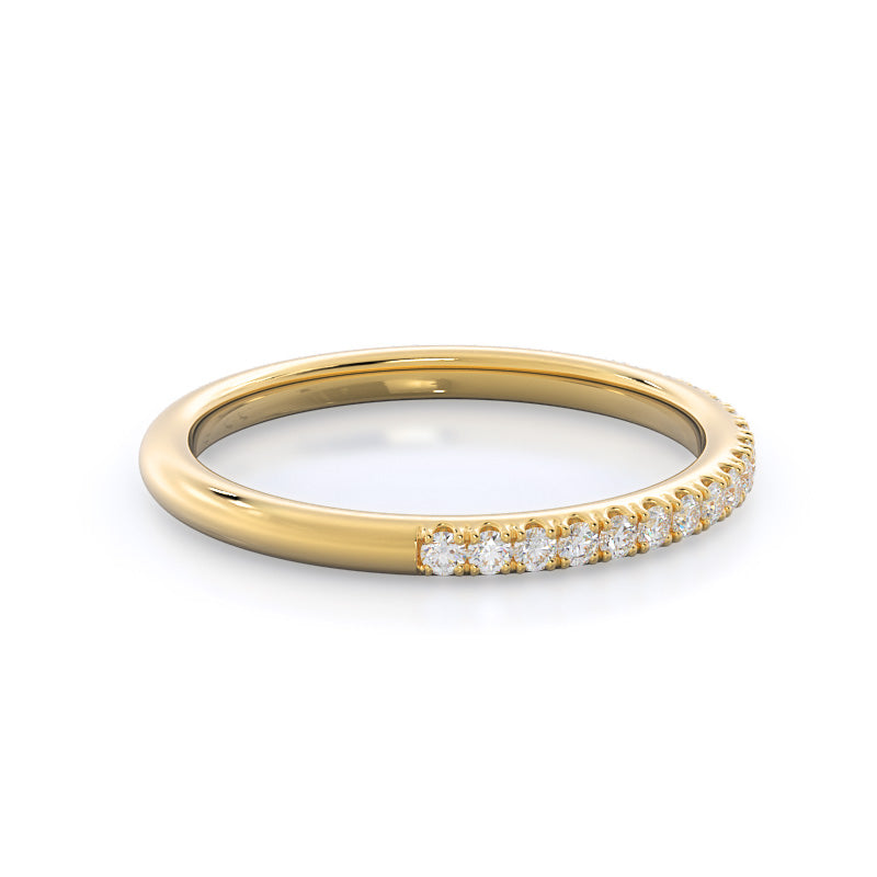 Diamond Basket Pave Wedding Band with 18KT Yellow Gold Cut Diamond in 14KT Yellow Gold view 4
