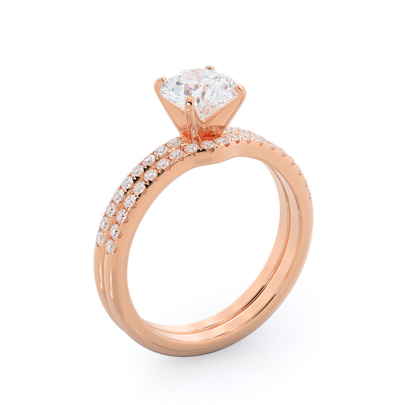 Micro pave Diamond Engagement Ring with Oval Cut Diamond in 14KT Rose Gold view 7

