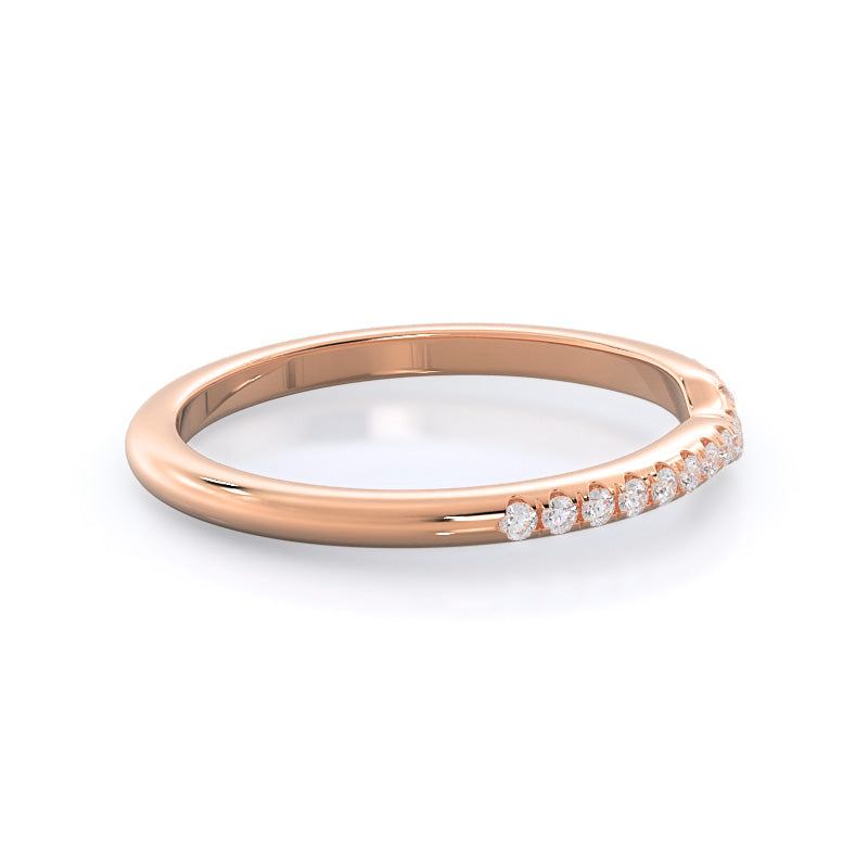 Micropave Diamond Wedding Band with 18KT Rose Gold Cut Diamond in 14KT Rose Gold view 4
