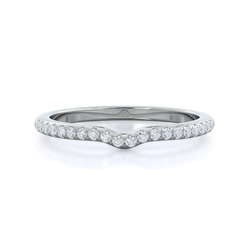 Micropave Diamond Wedding Band with Platinum Cut Diamond in 14KT Platinum view 1
