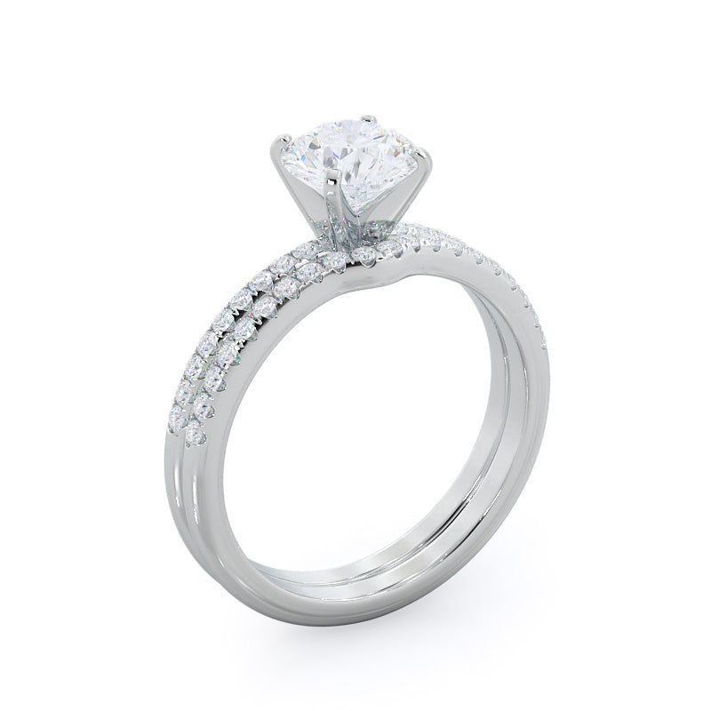 Micro pave Diamond Engagement Ring with Oval Cut Diamond in 14KT Rose Gold view 5
