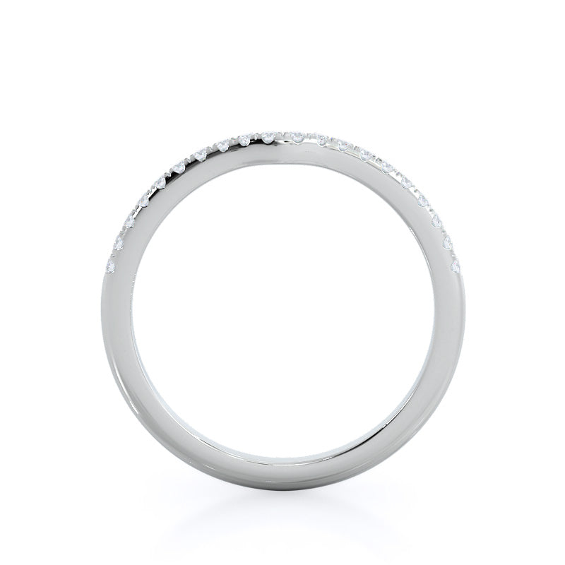 Micropave Diamond Wedding Band with Platinum Cut Diamond in 14KT Platinum view 2
