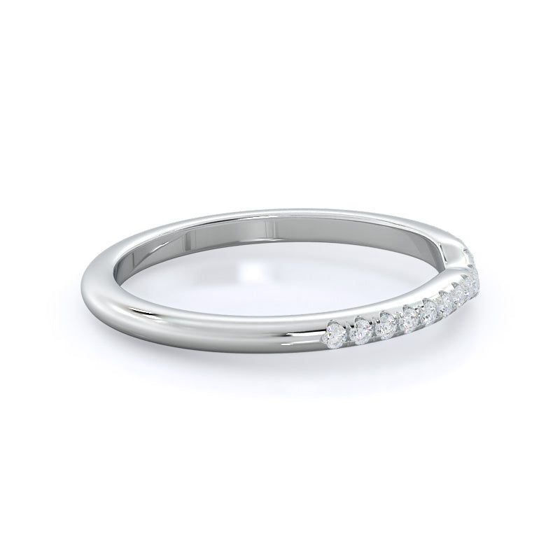 Micropave Diamond Wedding Band with Platinum Cut Diamond in 14KT Platinum view 4

