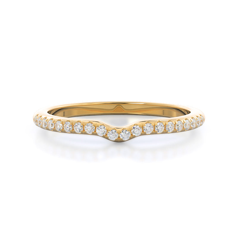 Micropave Diamond Wedding Band with 18KT Yellow Gold Cut Diamond in 14KT Yellow Gold view 1
