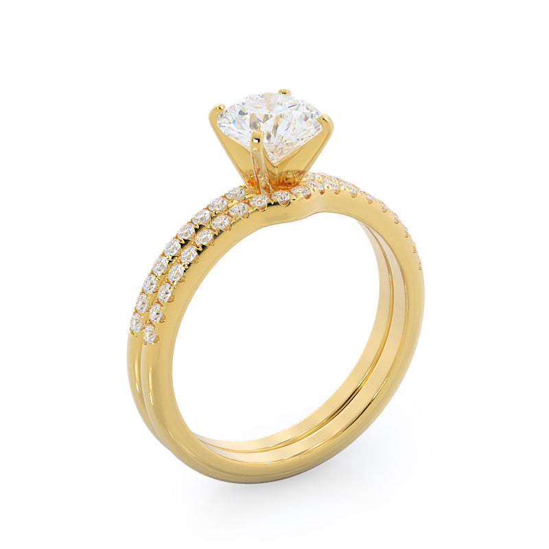 Micro pave Diamond Engagement Ring with Oval Cut Diamond in 14KT Rose Gold view 6
